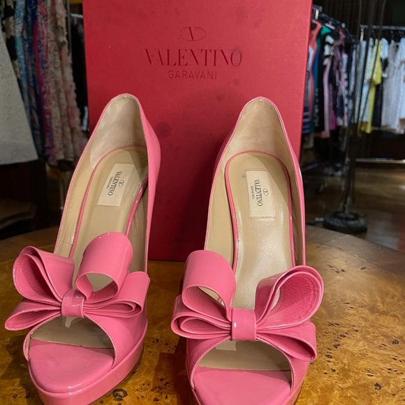 VALENTINO GARAVANI "BOW" peep toe platform heel in pink - Picture 4 of 6